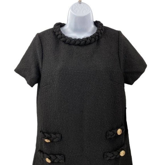 Tuckernuck | NEW Black Tweed Jackie Short Sleeve Classic Retro Mini Dress Size M - Picture 5 of 11